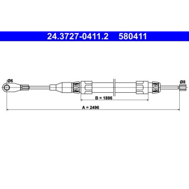 ATE Handbremsseil Seilzug Festellbremse 24.3727-0411.2 ATE Handbremsseil Seilzug Festellbremse 24.3727-0411.2