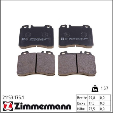 ZIMMERMANN Bremsbeläge 21153.175.1 ZIMMERMANN Bremsbeläge 21153.175.1