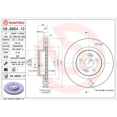 72 481 043 Bremsscheibe VA 09.8904.11 72 481 043 Bremsscheibe VA 09.8904.11