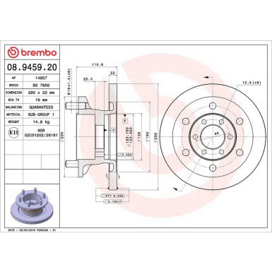 40 481 059 Bremsscheibe VA 08.9459.20 40 481 059 Bremsscheibe VA 08.9459.20