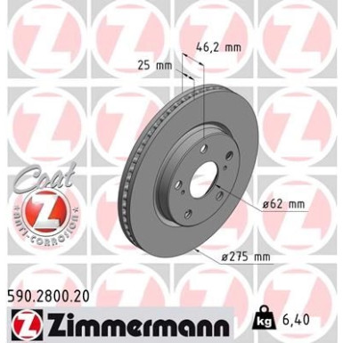 82 481 138 Bremsscheibe VA 590.2800.20 82 481 138 Bremsscheibe VA 590.2800.20