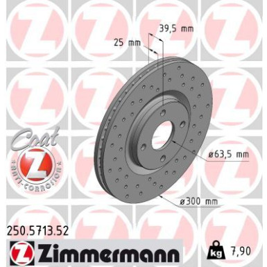 ZIMMERMANN Bremsscheibe 250.5713.52 ZIMMERMANN Bremsscheibe 250.5713.52