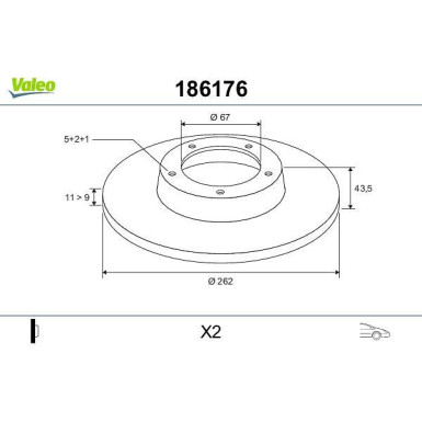 VALEO Bremsscheibe 186176 VALEO Bremsscheibe 186176