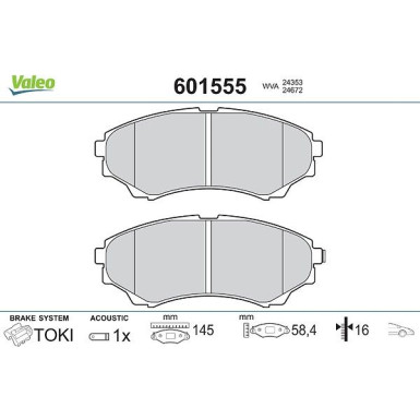 VALEO Bremsbeläge 601555 VALEO Bremsbeläge 601555