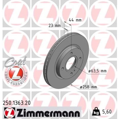 ZIMMERMANN Bremsscheibe 250.1363.20 ZIMMERMANN Bremsscheibe 250.1363.20