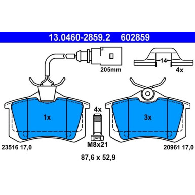 Bremsbelagsatz Vw T. Sharan 95-10 13.0460-2859.2 Bremsbelagsatz Vw T. Sharan 95-10 13.0460-2859.2