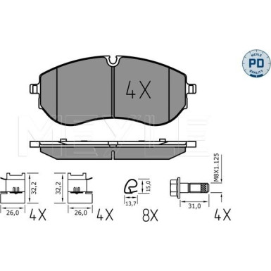 Bremsbelagsatz, Scheibenbremse MEYLE-PD: Advanced performance and design 025 224 9320/PD