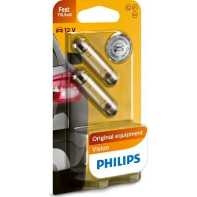 Festoon T10,5x43 12V/10W SV8,5 SB2 PHILIPS Vison 12866B2