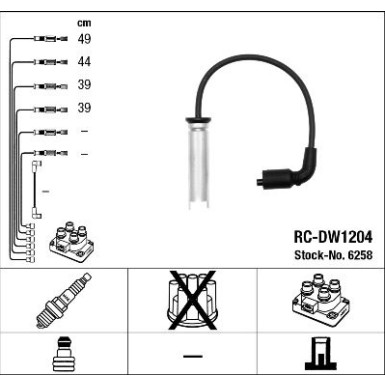 RC-DW1204 NGK - Zündkabelsatz DAEWOO REZZO (KLAU) 1.8,9.00 6258