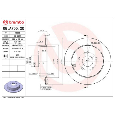84 482 025 Bremsscheibe HA 08.A755.20