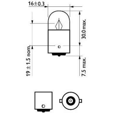 R5W 12V 5W BA15s LongLife EcoVision 2 Stück Blister Philips Bis zu 4-fache Lebensdauer 12821LLECOB2