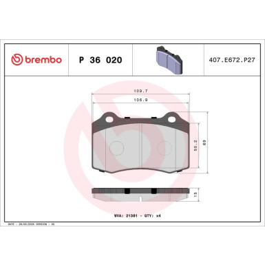 BREMBO Bremsklötze HA P 36 020 BREMBO Bremsklötze HA P 36 020