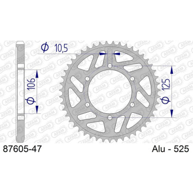 AFAM Kettenrad ALU 47 Zähne 87605-47 AFAM Kettenrad ALU 47 Zähne 87605-47