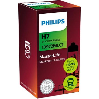 H7 24V 70W PX26d MasterLife max durability & 4x lifetime 1 St. Philips 13972MLC1