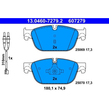 Bremsbelagsatz Peugeot S. 308/407/508 1,6-3,0 04- Mit Sensor 13.0460-7279.2 Bremsbelagsatz Peugeot S. 308/407/508 1,6-3,0 04- Mit Sensor 13.0460-7279.2