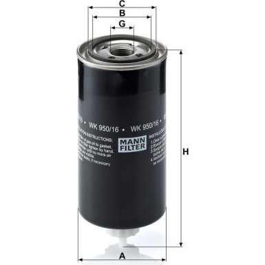Mann & Hummel Kraftstofffilter LKW FORD,LEYLAND LKW WK 950/16 x