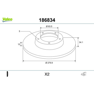 VALEO Bremsscheibe 186834