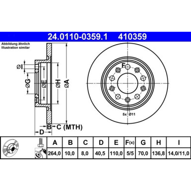 Bremsscheibe Alfa T. Giulietta 1.4/1.6-2.0 Jtdm 10 24.0110-0359.1 Bremsscheibe Alfa T. Giulietta 1.4/1.6-2.0 Jtdm 10 24.0110-0359.1