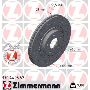 ZIMMERMANN Bremsscheibe 370.4405.52 ZIMMERMANN Bremsscheibe 370.4405.52
