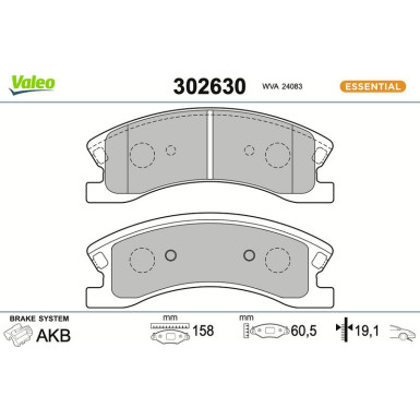 VALEO Bremsbeläge 302630 VALEO Bremsbeläge 302630