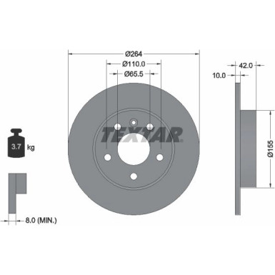 Bremsscheibe Opel T. Astra G/Astra H/Meriva A/B/Zafira A/B 264Mm 5ùR PRO 92092103
