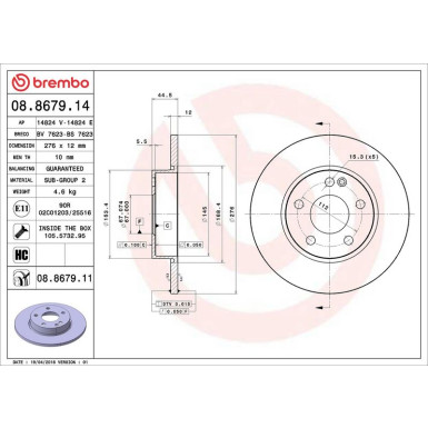 15 481 059 Bremsscheibe VA 08.8679.11 15 481 059 Bremsscheibe VA 08.8679.11