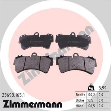 ZIMMERMANN Bremsbeläge 23693.165.1 ZIMMERMANN Bremsbeläge 23693.165.1