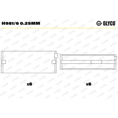 GLYCO Kurbelwellenlager H981/6 0.25mm GLYCO Kurbelwellenlager H981/6 0.25mm
