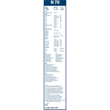 Bosch Wischerblatt N70 3397018170 Bosch Wischerblatt N70 3397018170