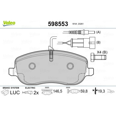 VALEO Bremsbeläge 598553 VALEO Bremsbeläge 598553