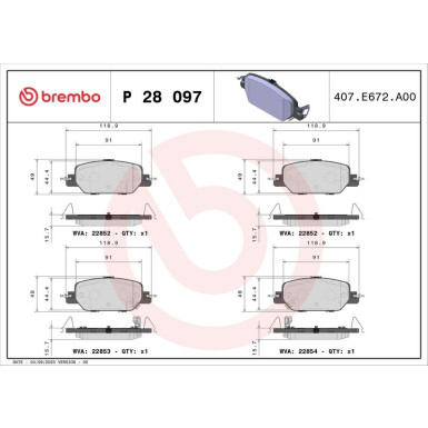 BREMBO Bremsklötze HA P 28 097 BREMBO Bremsklötze HA P 28 097