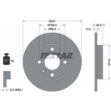 Bremsscheibe Peugeot S. 106/309/205/Saxo/Zx/C15 PRO 92029803 Bremsscheibe Peugeot S. 106/309/205/Saxo/Zx/C15 PRO 92029803