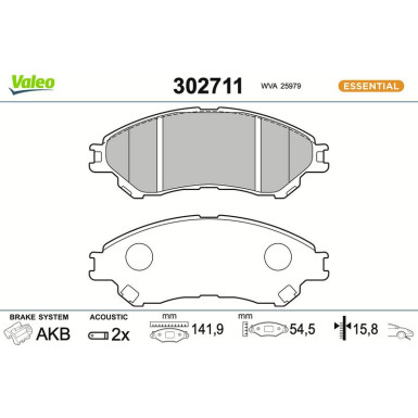 VALEO Bremsbeläge 302711 VALEO Bremsbeläge 302711