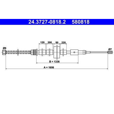 ATE Handbremsseil Seilzug Festellbremse 24.3727-0818.2