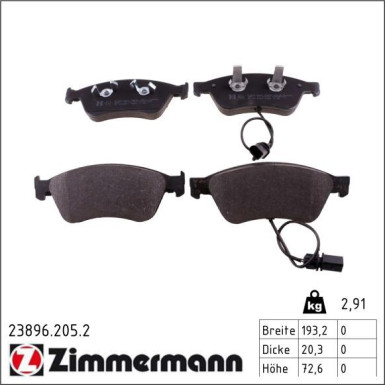 ZIMMERMANN Bremsbeläge 23896.205.2 ZIMMERMANN Bremsbeläge 23896.205.2