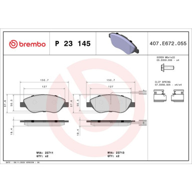 BREMBO Bremsklötze VA LANCIA Delta,FIAT Bravo,ALFA Mito 08 PRIME LINE P 23 145