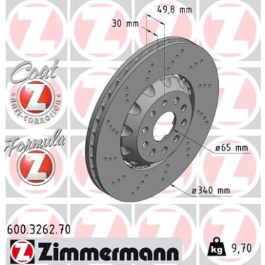 ZIMMERMANN Bremsscheibe 600.3262.70 ZIMMERMANN Bremsscheibe 600.3262.70