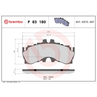 BREMBO Bremsklötze VA P 83 180