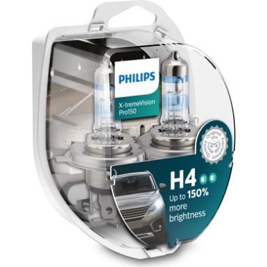 H4 12V 60/55W P43t-38 X-tremeVision Pro150 2 Stück Philips 2-STK Doppelpackung 12342XVPS2