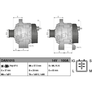 DENSO Generator DAN1015 DENSO Generator DAN1015