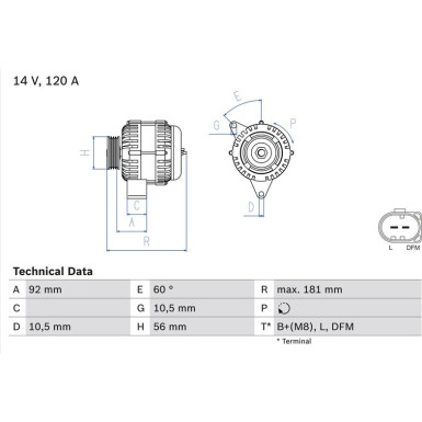 Lichtmaschine 0 986 042 550