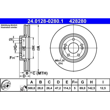Bremsscheibe Kia P. Sportage 2.0-2.7 4Wd 04 24.0128-0280.1 Bremsscheibe Kia P. Sportage 2.0-2.7 4Wd 04 24.0128-0280.1