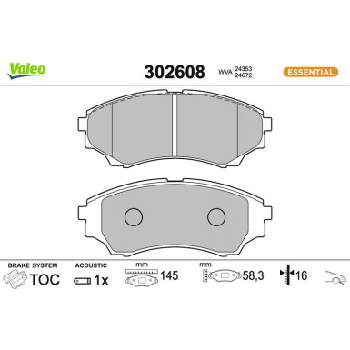 VALEO Bremsbeläge 302608 VALEO Bremsbeläge 302608