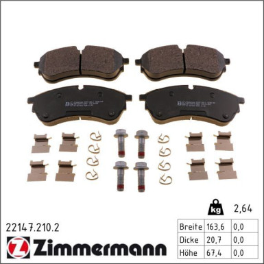 ZIMMERMANN Bremsbelagsatz, Scheibenbremse 22147.210.2 ZIMMERMANN Bremsbelagsatz, Scheibenbremse 22147.210.2