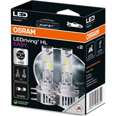 OSRAM LEDriving® HL EASY H15 12V PGJ23t-1 6500K Weiß 2 Stück