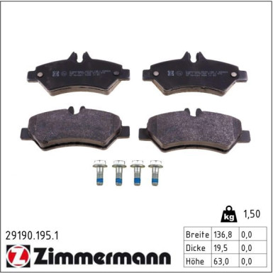 ZIMMERMANN Bremsbeläge 29190.195.1