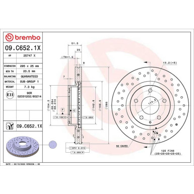 BREMBO Bremsscheibe 09.C652.1X BREMBO Bremsscheibe 09.C652.1X