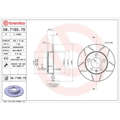 12 482 014M Bremsscheibe HA Brembo Max 08.7165.75 12 482 014M Bremsscheibe HA Brembo Max 08.7165.75