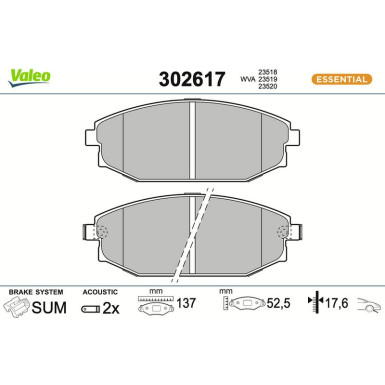 VALEO Bremsbeläge 302617 VALEO Bremsbeläge 302617