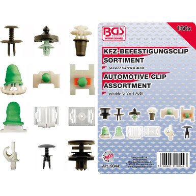 BGS Kfz-Befestigungsclip-Sortiment für Audi, VW 160-tlg 9044